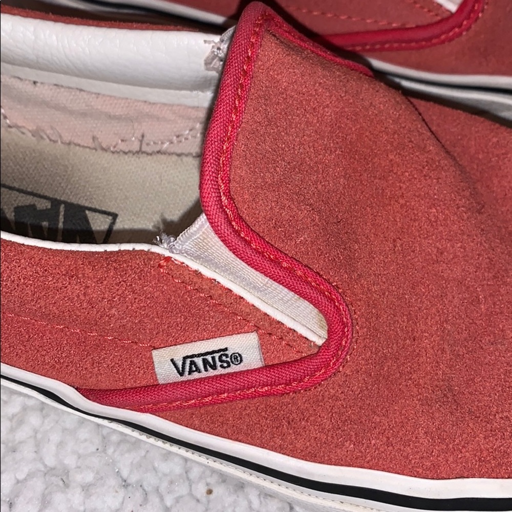 Vans Slip-On Suede Sneakers in Coral Red - Picture 4 of 4